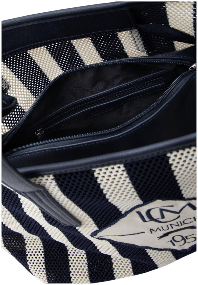 L.Credi raffinierte 2in1 Handtasche Rima maritim Meshoptik gestreift