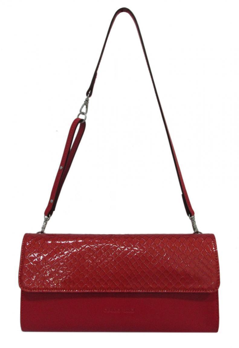 Lackleder Clutch Claudio Ferrici Tresor Tortugaprägung rot