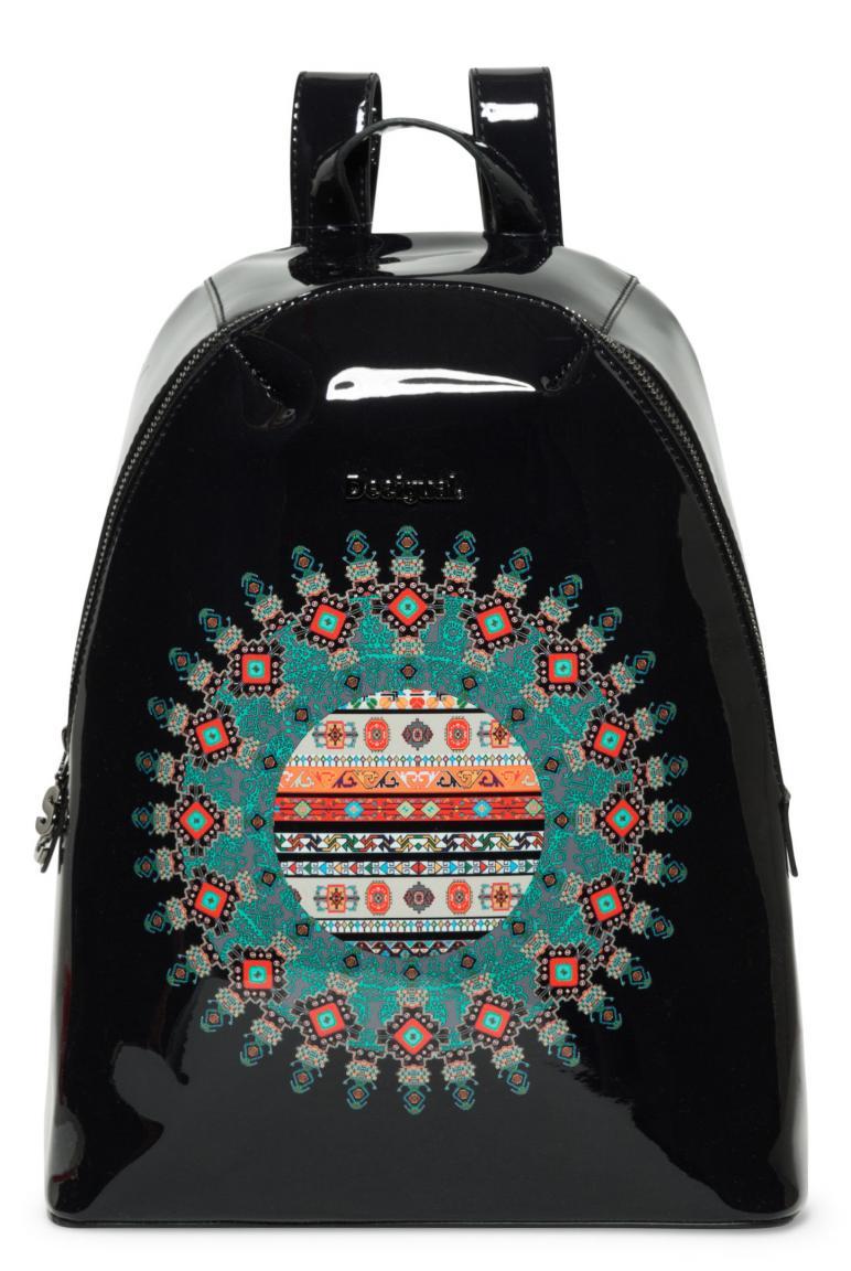 Lackrucksack Desigual Lima Galactic glänzend schwarz Print