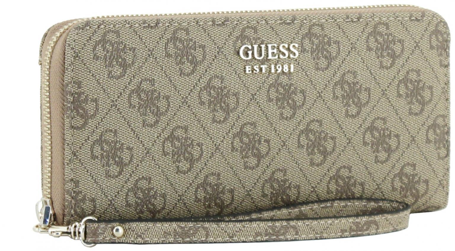 Langbörse Guess Brenton SLD Latte Logo braun beige Ziparound