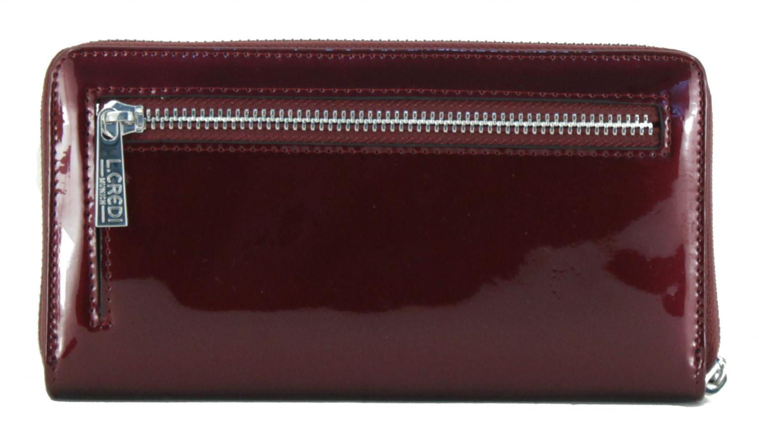 Langbörse L.Credi Briana RFID-Schutz Karomuster Lack bordo