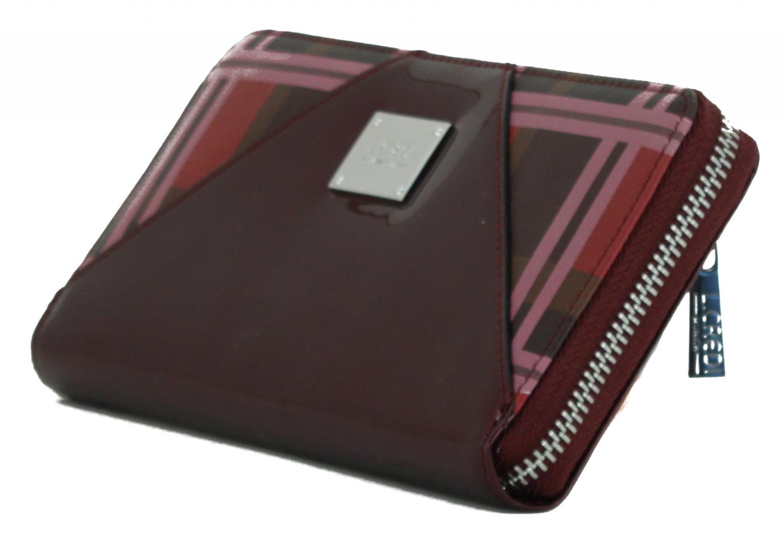 Langbörse L.Credi Briana RFID-Schutz Karomuster Lack bordo