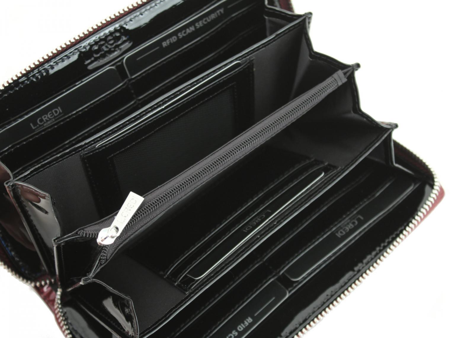 Langbörse L.Credi Briana RFID-Schutz Karomuster Lack bordo