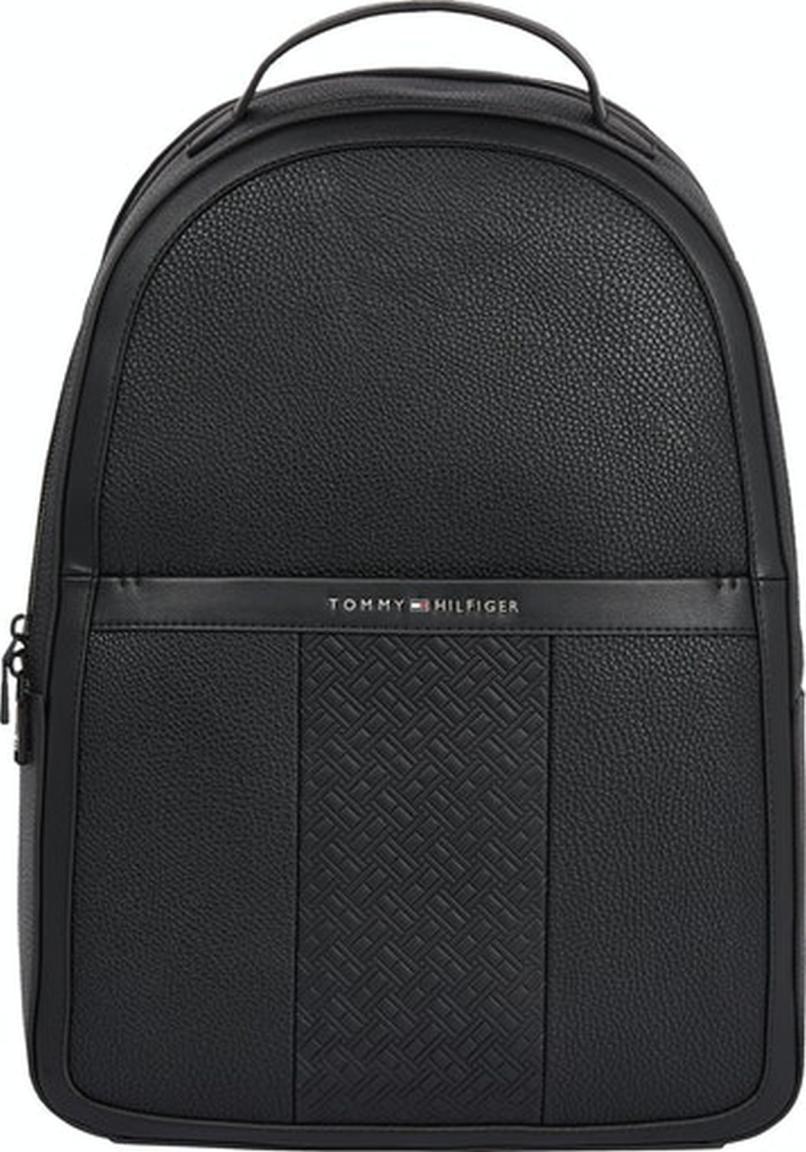 Laptoprucksack Herren Tommy Hilfiger Central Backpack Black Business Markeninitialien Muster