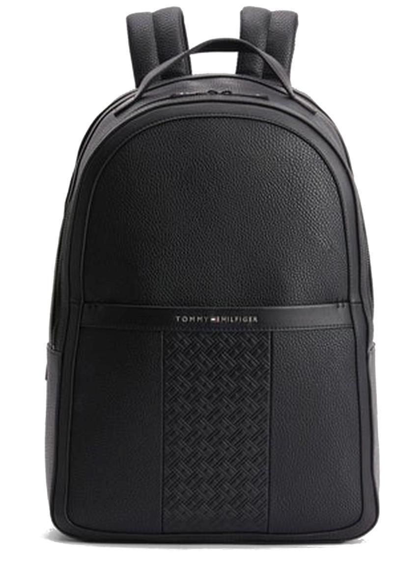 Laptoprucksack Herren Tommy Hilfiger Central Backpack Black Business Markeninitialien Muster