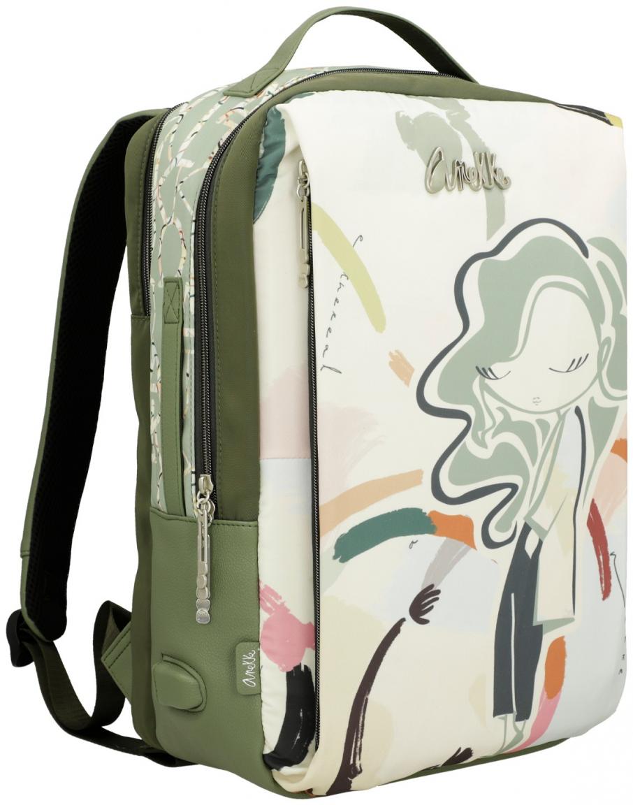 Laptoprucksack USB Anschluss Anekke Alma Original bunt grün 