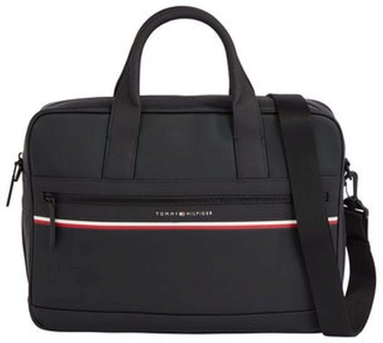 Laptoptasche Tommy Hilfger Stripe Computer Bag PU Black schwarz Lederimitat