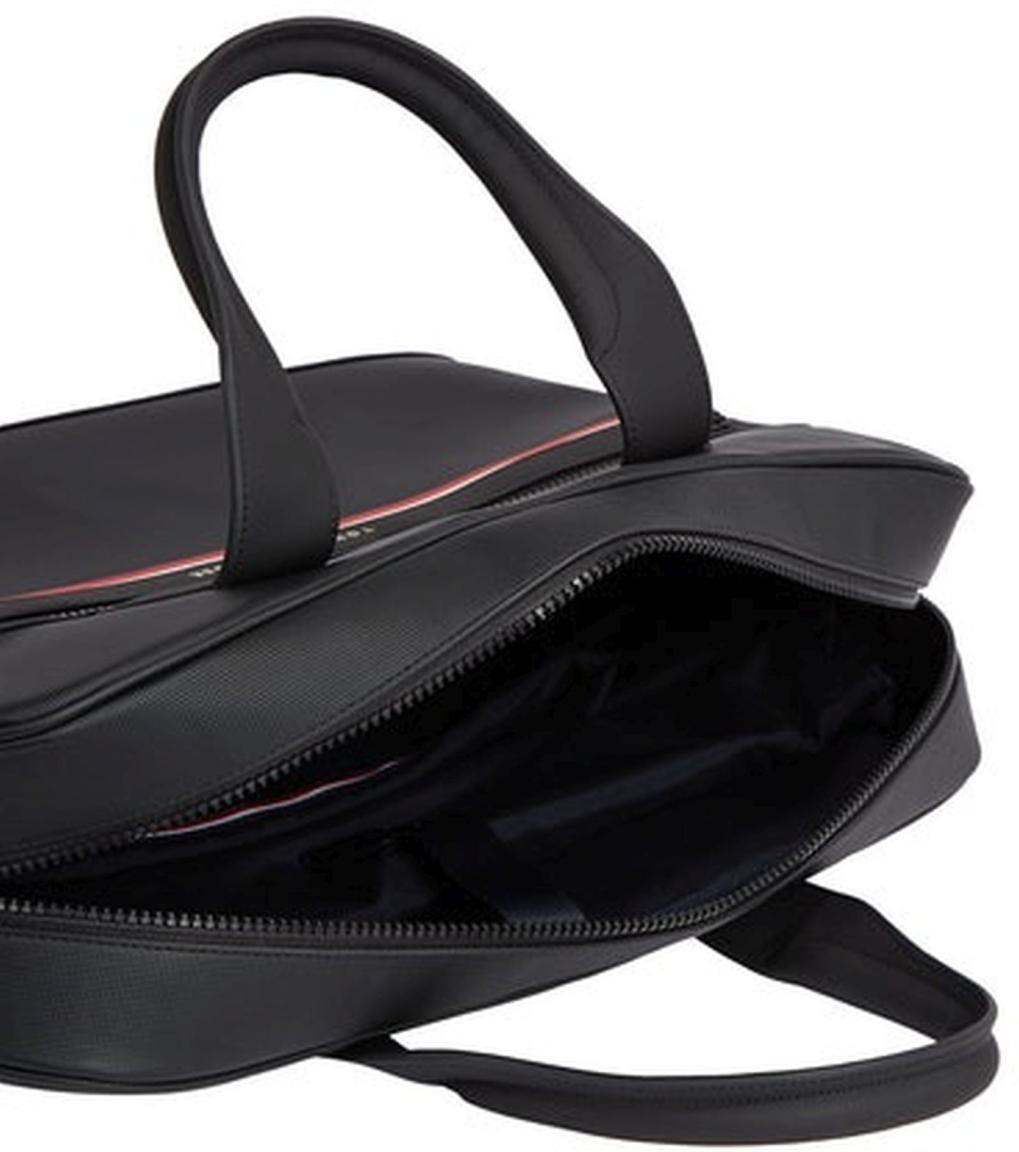 Laptoptasche Tommy Hilfger Stripe Computer Bag PU Black schwarz Lederimitat