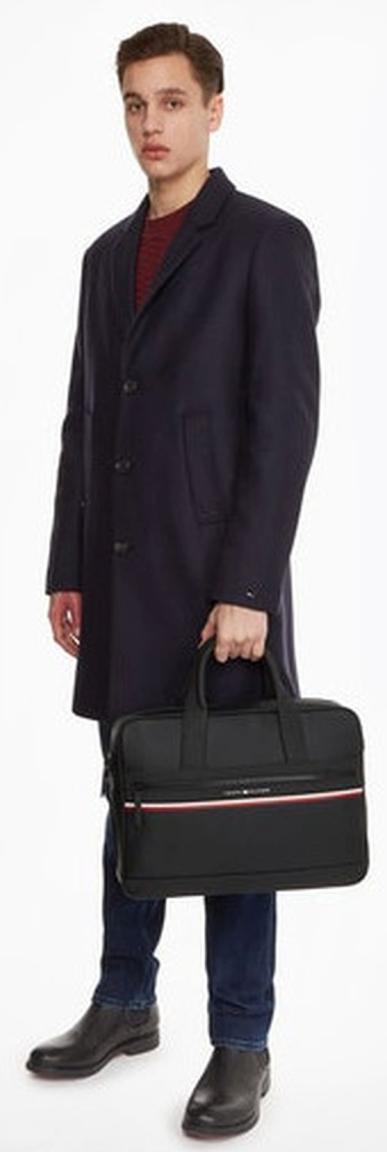 Laptoptasche Tommy Hilfger Stripe Computer Bag PU Black schwarz Lederimitat