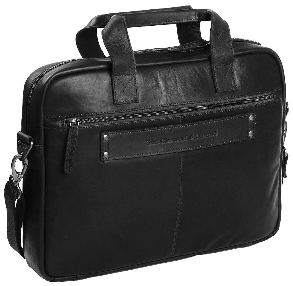 Laptoptasche schwarz The Chesterfield Brand Calvi Waxed Pull Up