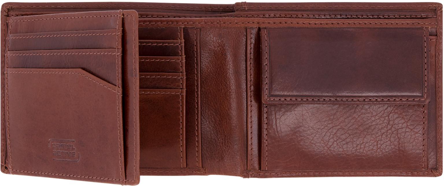 Leather Wallet Men camel active Como Cognacbraun RFID Querformat