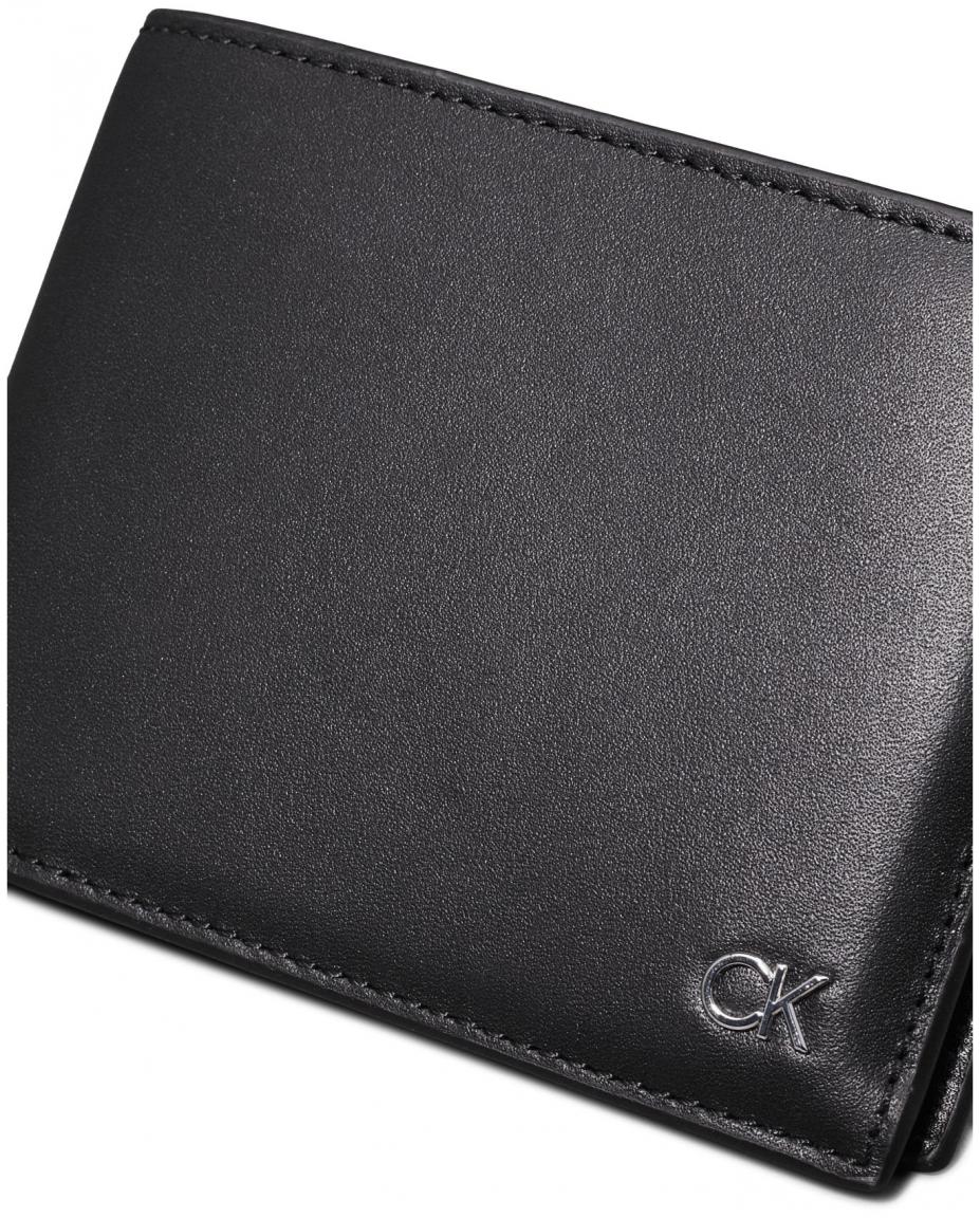 Lederbörse Calvin Klein Metal 10CC Coin Trifold schwarz Männer