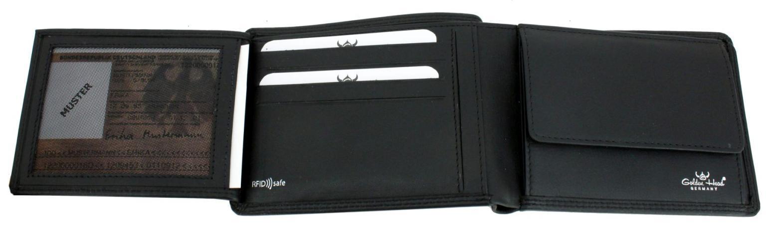 Lederbörse mit Flap Golden Head Polo Scheintasche Nappa Black Datensafe