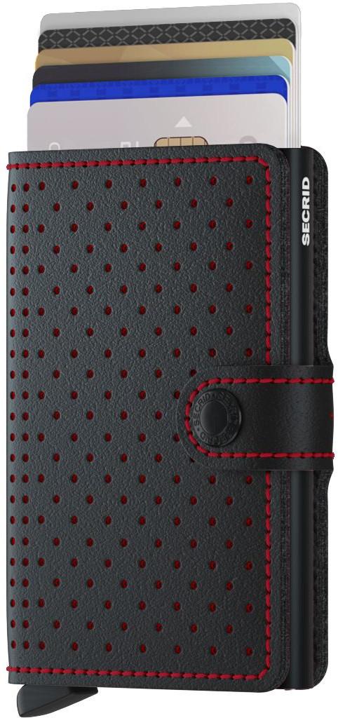 Lederetui mit Aluminiumhülle Perforated Black Red Secrid RFID