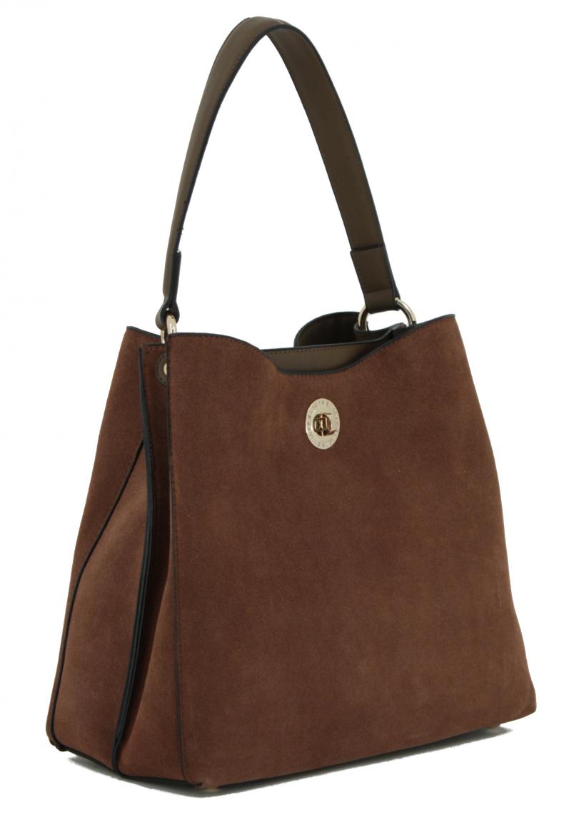 Ledertasche Dalina cognac braun Velours zweigeteilt L.Credi