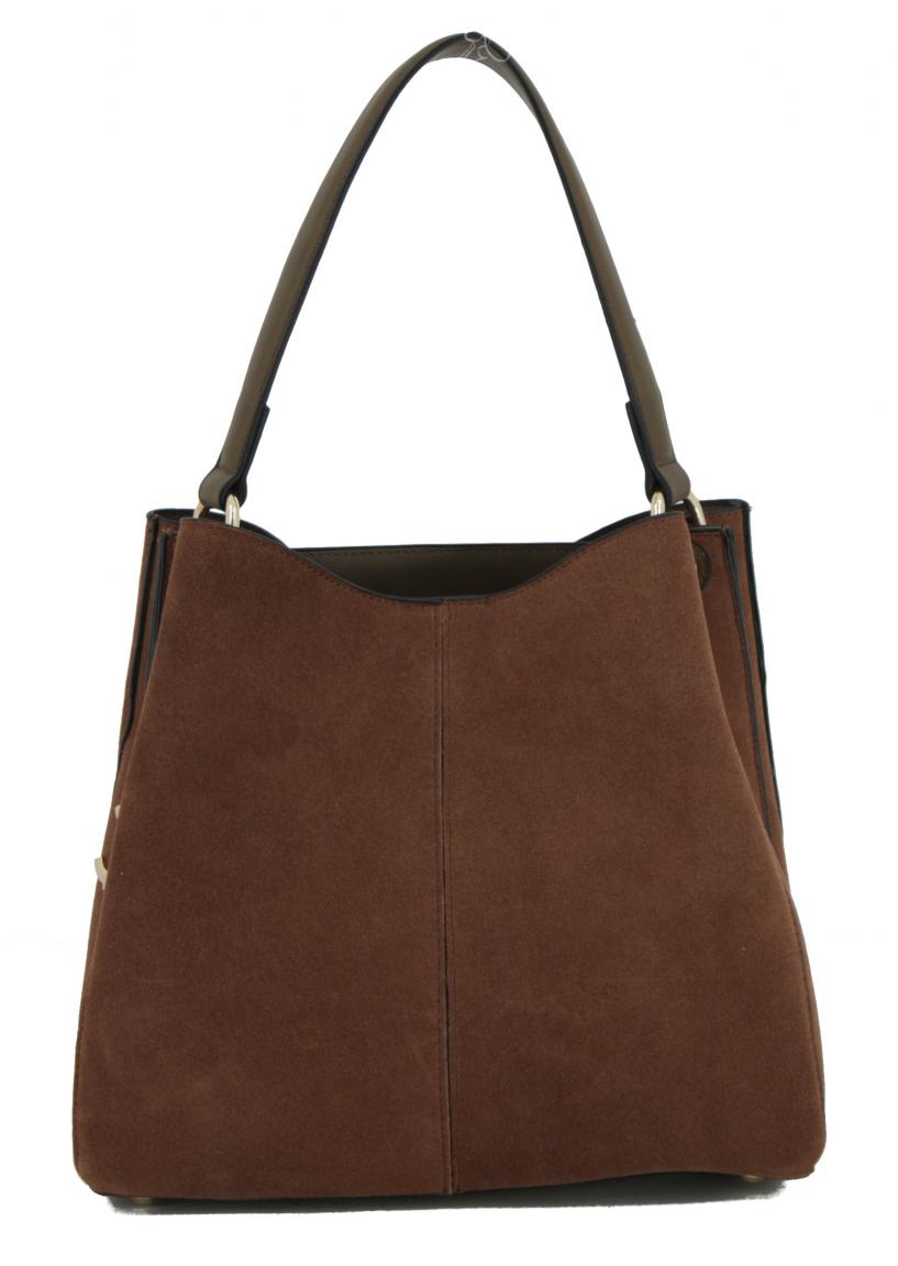 Ledertasche Dalina cognac braun Velours zweigeteilt L.Credi