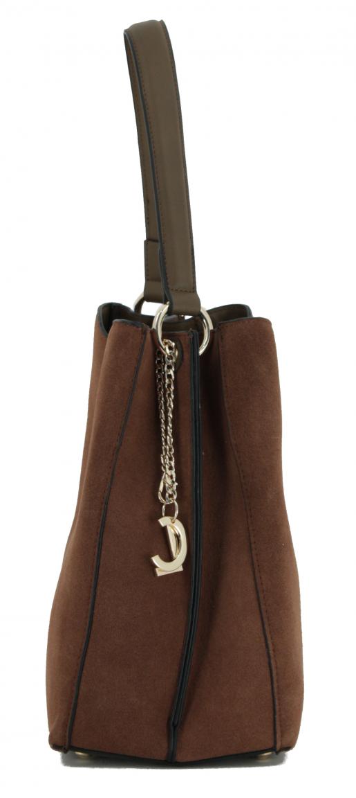 Ledertasche Dalina cognac braun Velours zweigeteilt L.Credi