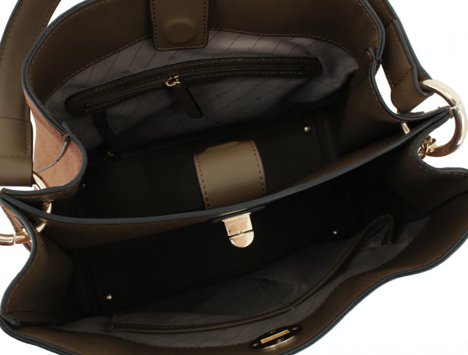 Ledertasche Dalina cognac braun Velours zweigeteilt L.Credi