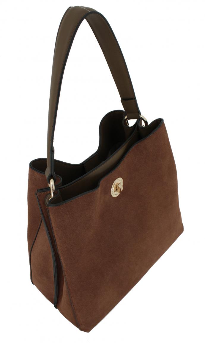 Ledertasche Dalina cognac braun Velours zweigeteilt L.Credi
