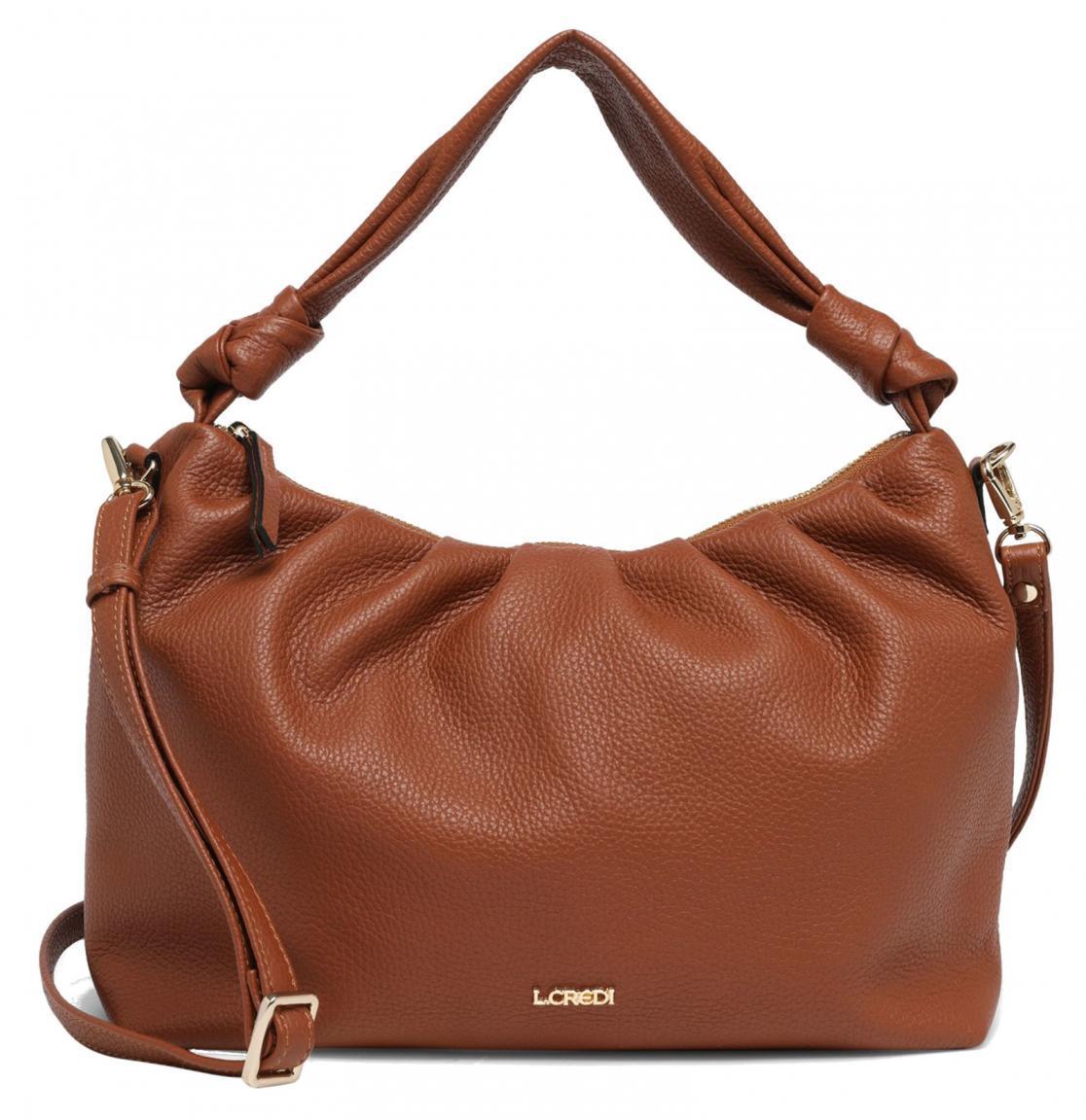 Ledertasche L.Credi Munich Hanne Cognac Hobobeutel Knoten