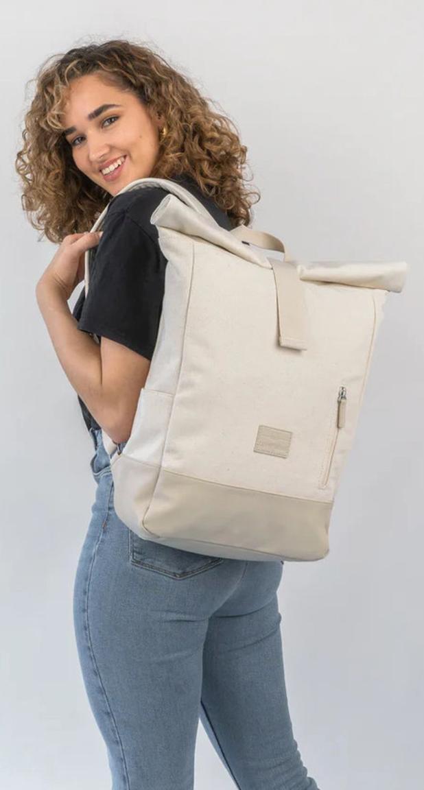 Leinenlook Daypack Cream Adam Medium Johnny Urban waterresistant vegane Details