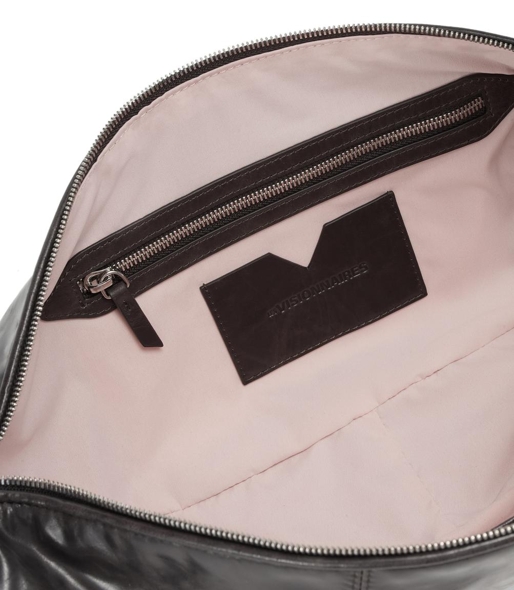 Les Visionnaires Ledertasche Zoe Crinkle Carbon dunkelgrau