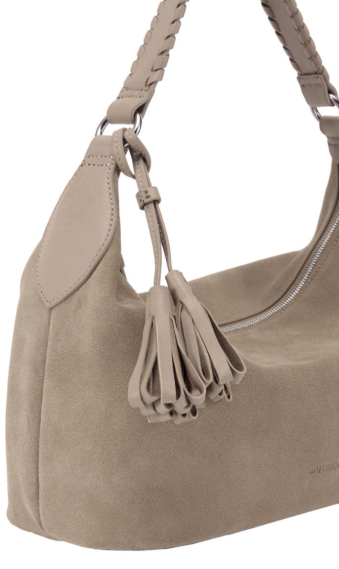 Les Visionnaires Leonie Cozy Hobo Mushroom Beuteltasche beige Velours