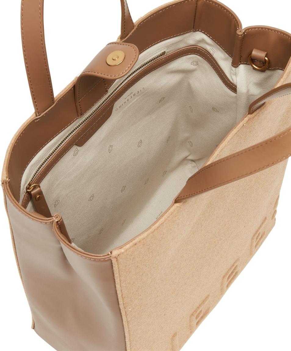 Liebeskind Filz Look Kurzhenkeltasche Paper Bag M Praline Leder