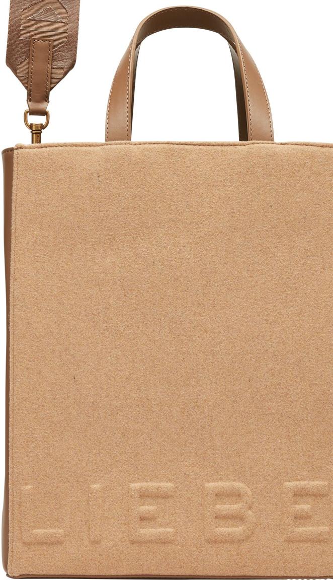 Liebeskind Filz Look Kurzhenkeltasche Paper Bag M Praline Leder