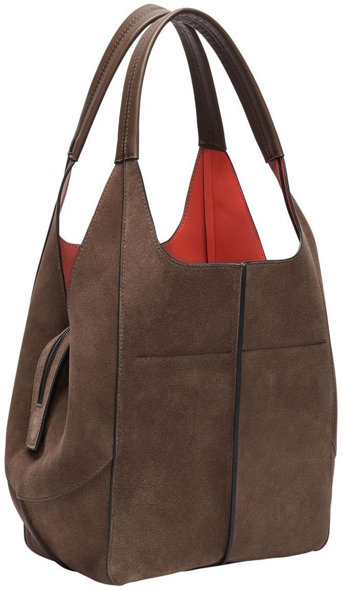 Liebeskind Lederbeutel braun Velours Choco Nips Lilly Tote M