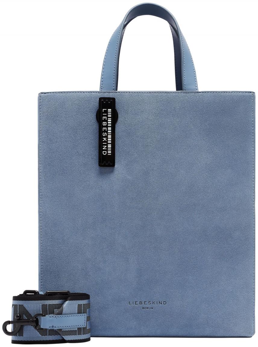 Liebeskind Paper Bag Tote M Cornflower taubenblau Veloursleder Henkeltasche