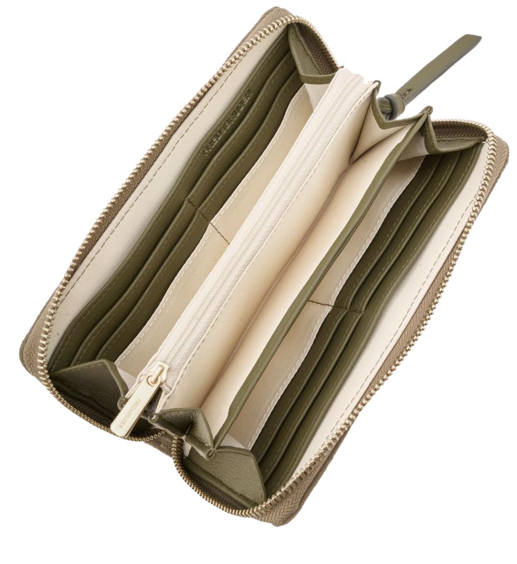 Longbörse The Beaded FREDsBruder Greyish Khaki Nieten Leder