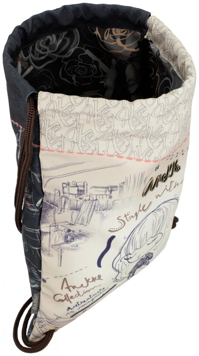 Mademoiselle Studio Zugbandrucksack beige blau Anekke Modeatelier