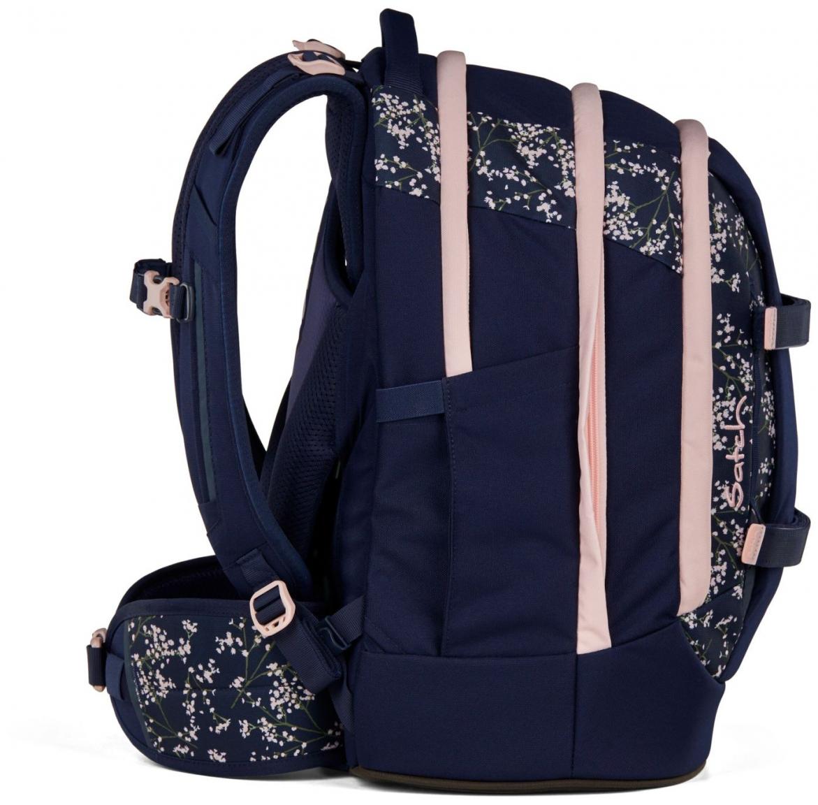 Mädchenbüchertasche dunkelblau Satch Pack rosa Bloomy Breeze Wechselbänder floral