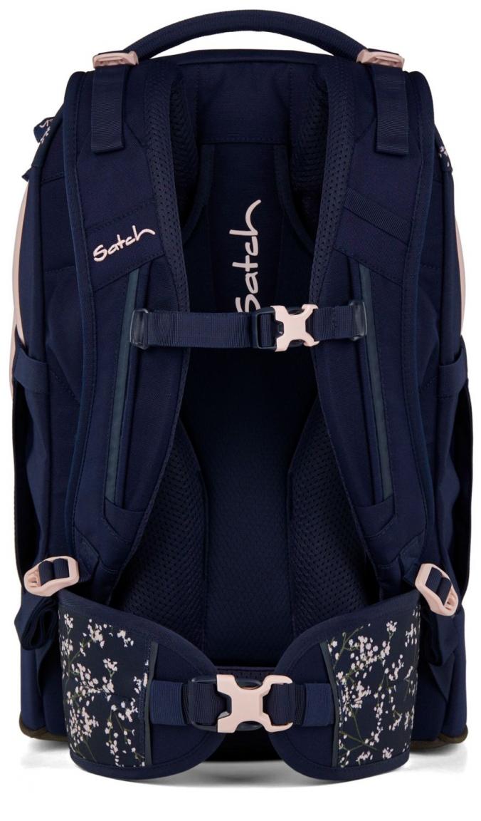Mädchenbüchertasche dunkelblau Satch Pack rosa Bloomy Breeze Wechselbänder floral