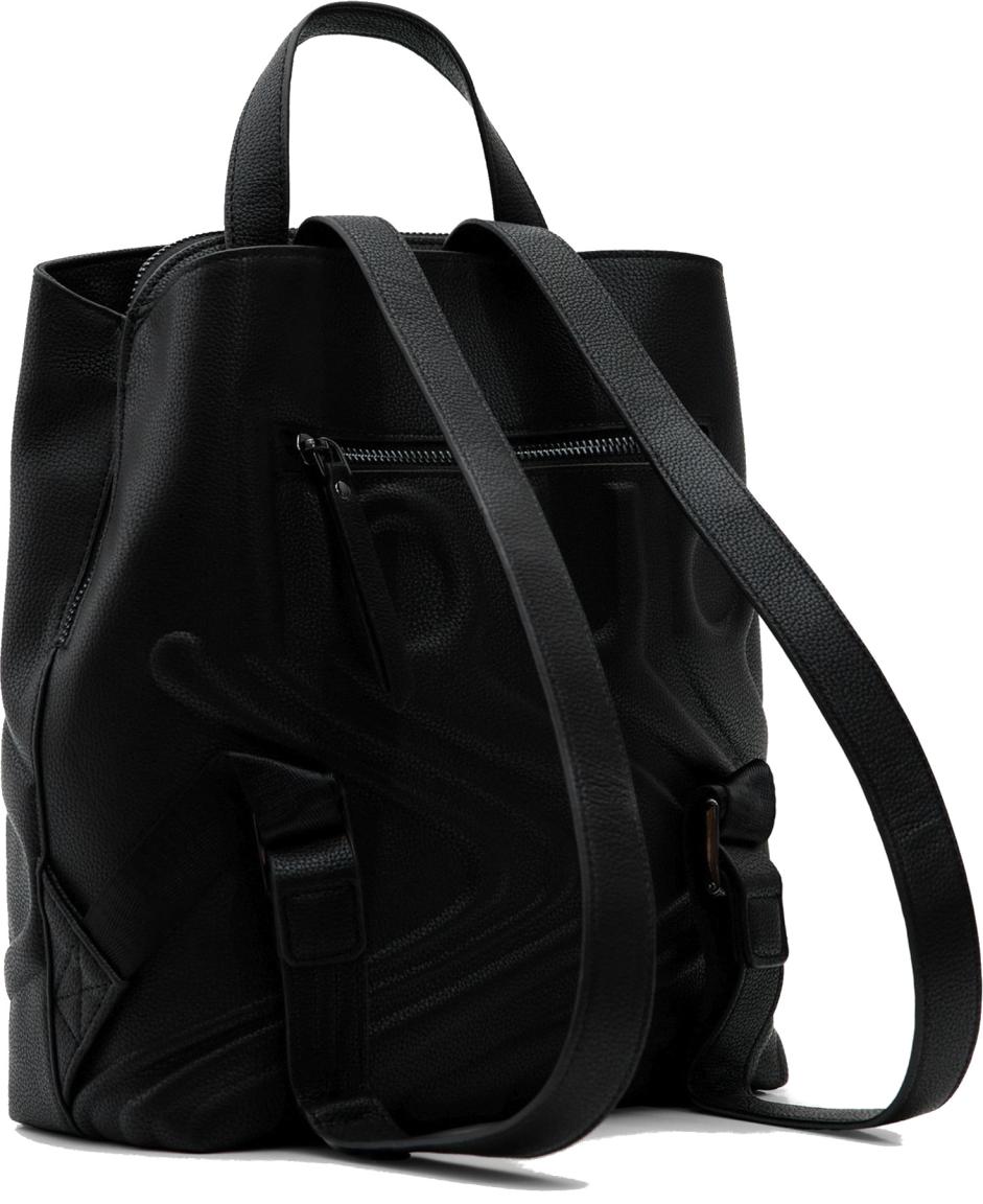 Mädchenrucksack Desigual Psico Logo Sumy Mini Negro genarbt