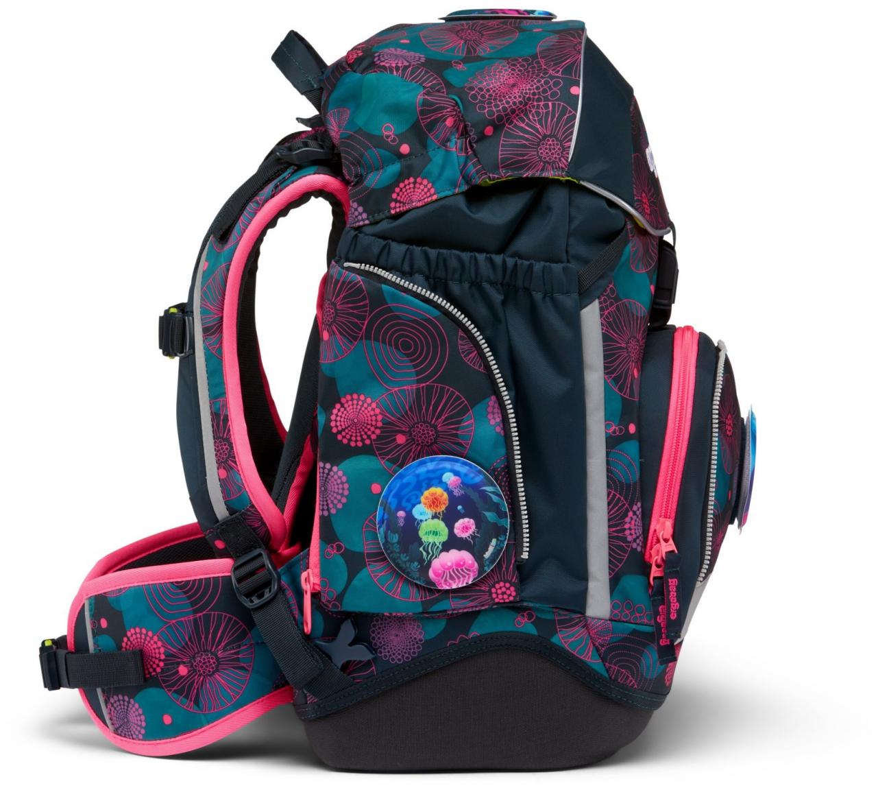 Mädchenschultasche Ergobag Pack KorallBär Komplettset grün pink