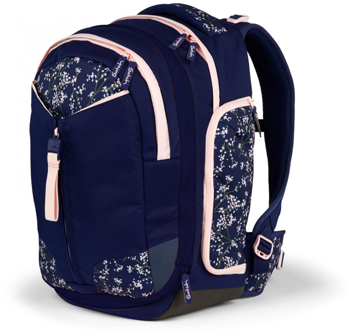 Mädchenschultasche dunkelblau rosa Blumen Satch Match Bloomy Breeze