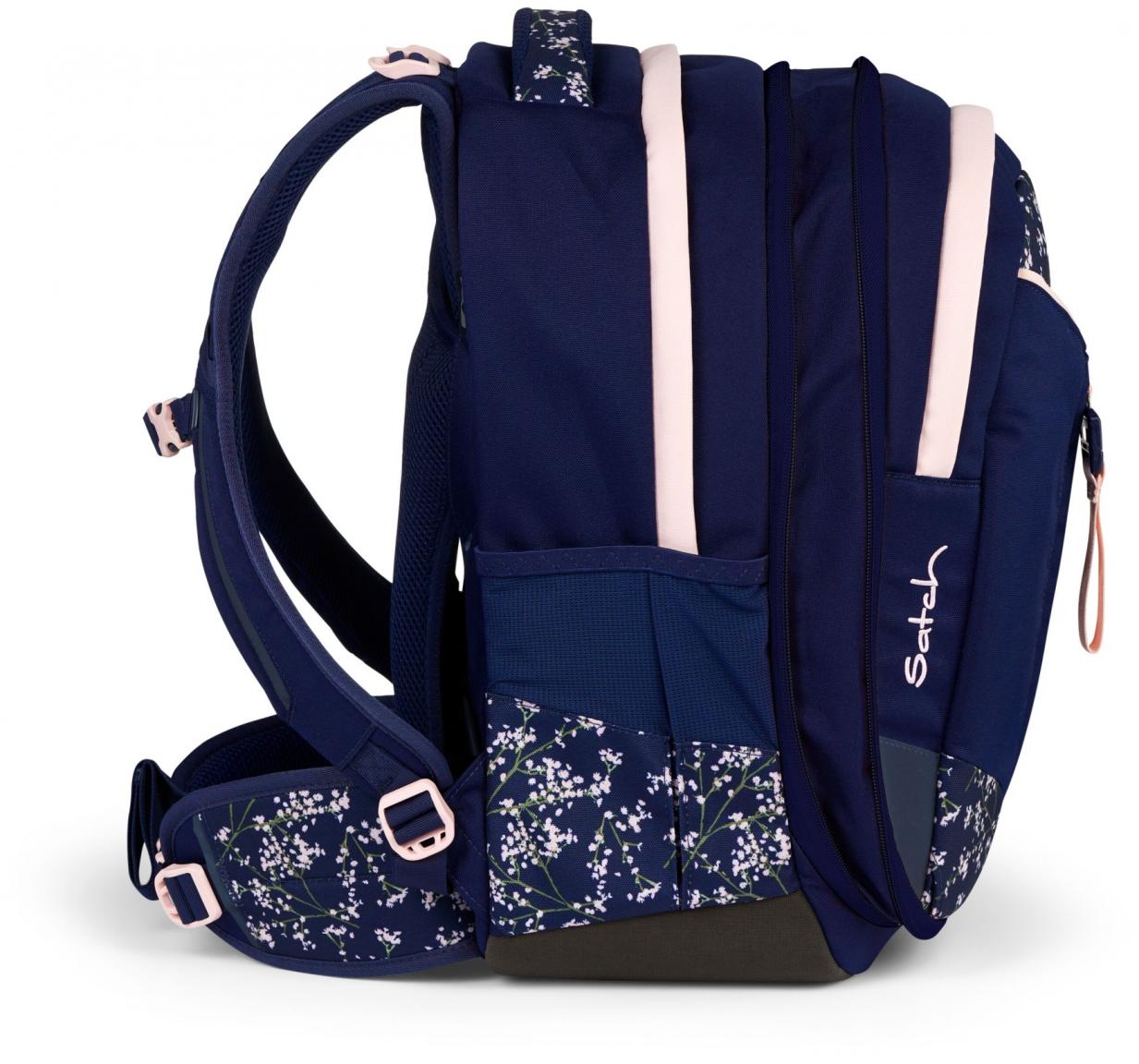 Mädchenschultasche dunkelblau rosa Blumen Satch Match Bloomy Breeze