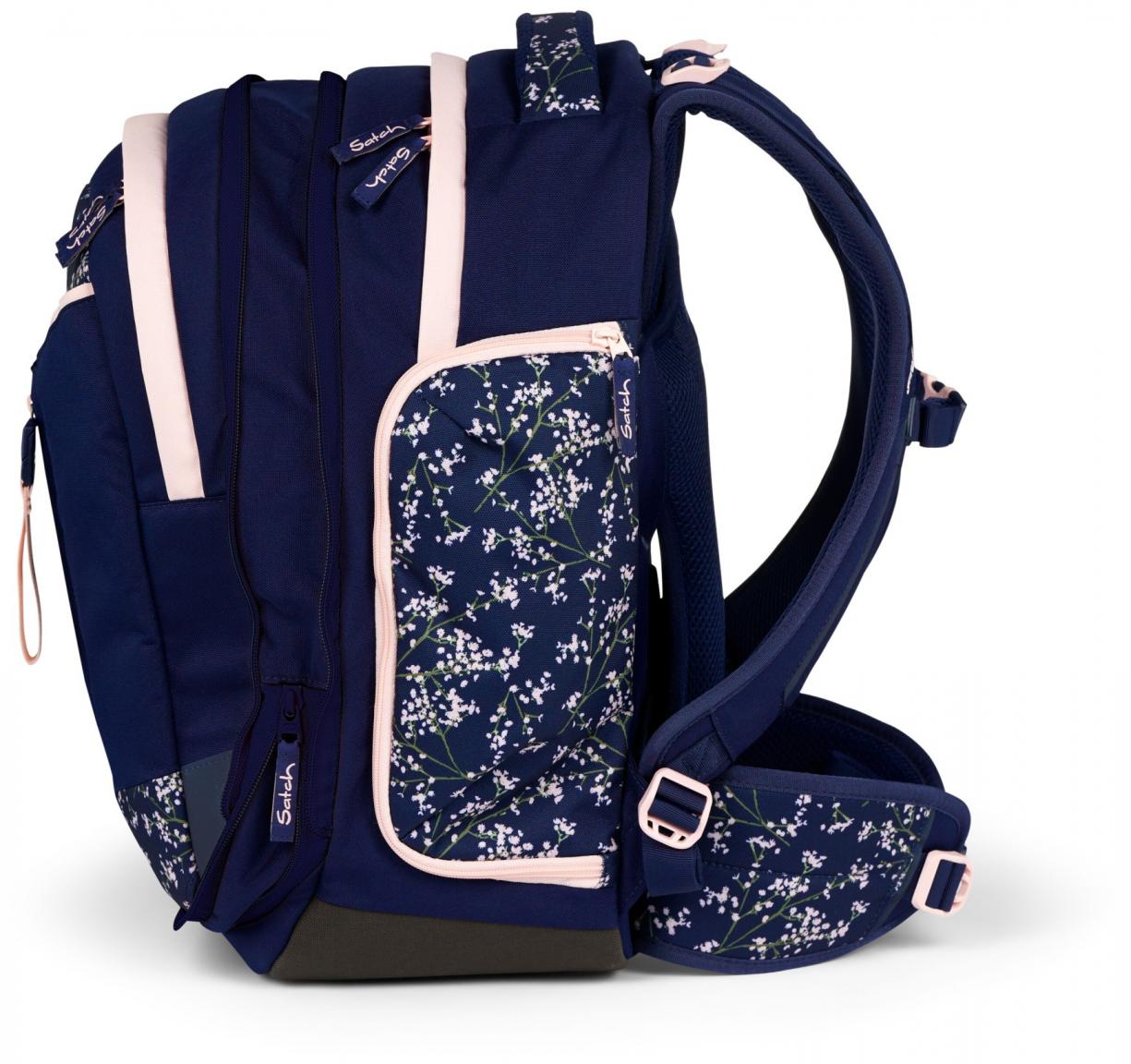 Mädchenschultasche dunkelblau rosa Blumen Satch Match Bloomy Breeze