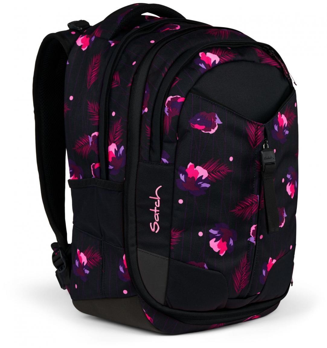 Mädchenschultasche schwarz pink Blumen Satch Match Mystic Nights