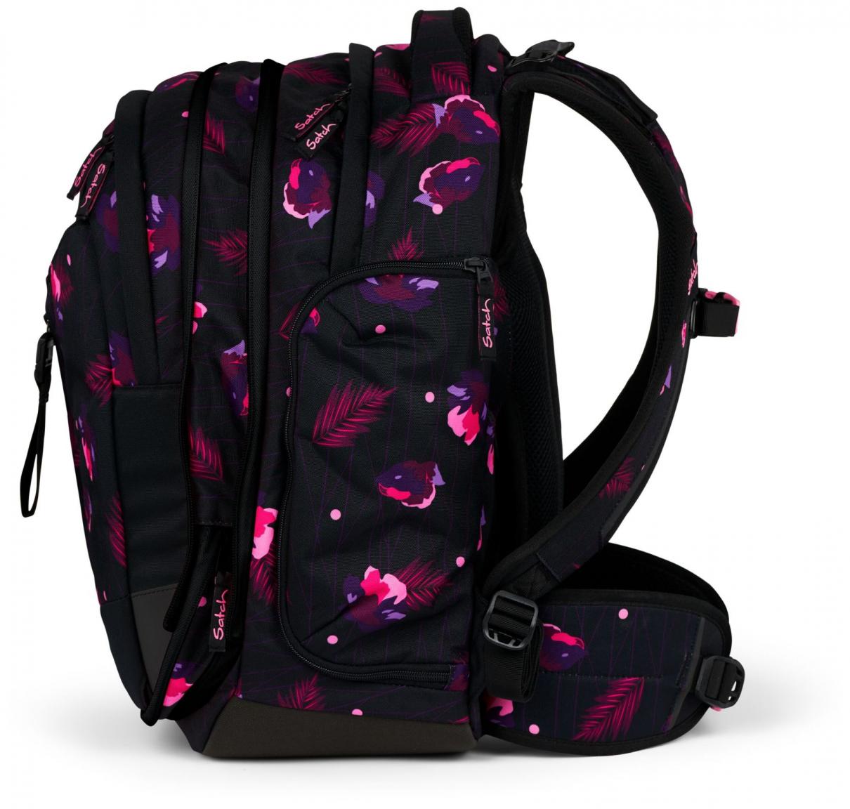 Mädchenschultasche schwarz pink Blumen Satch Match Mystic Nights