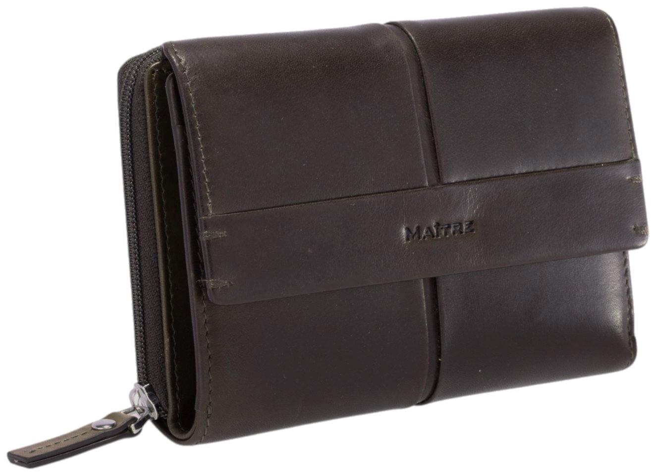 Maitre Damenbörse Diethilde Birkenfeld Seal Brown Rindsfettleder