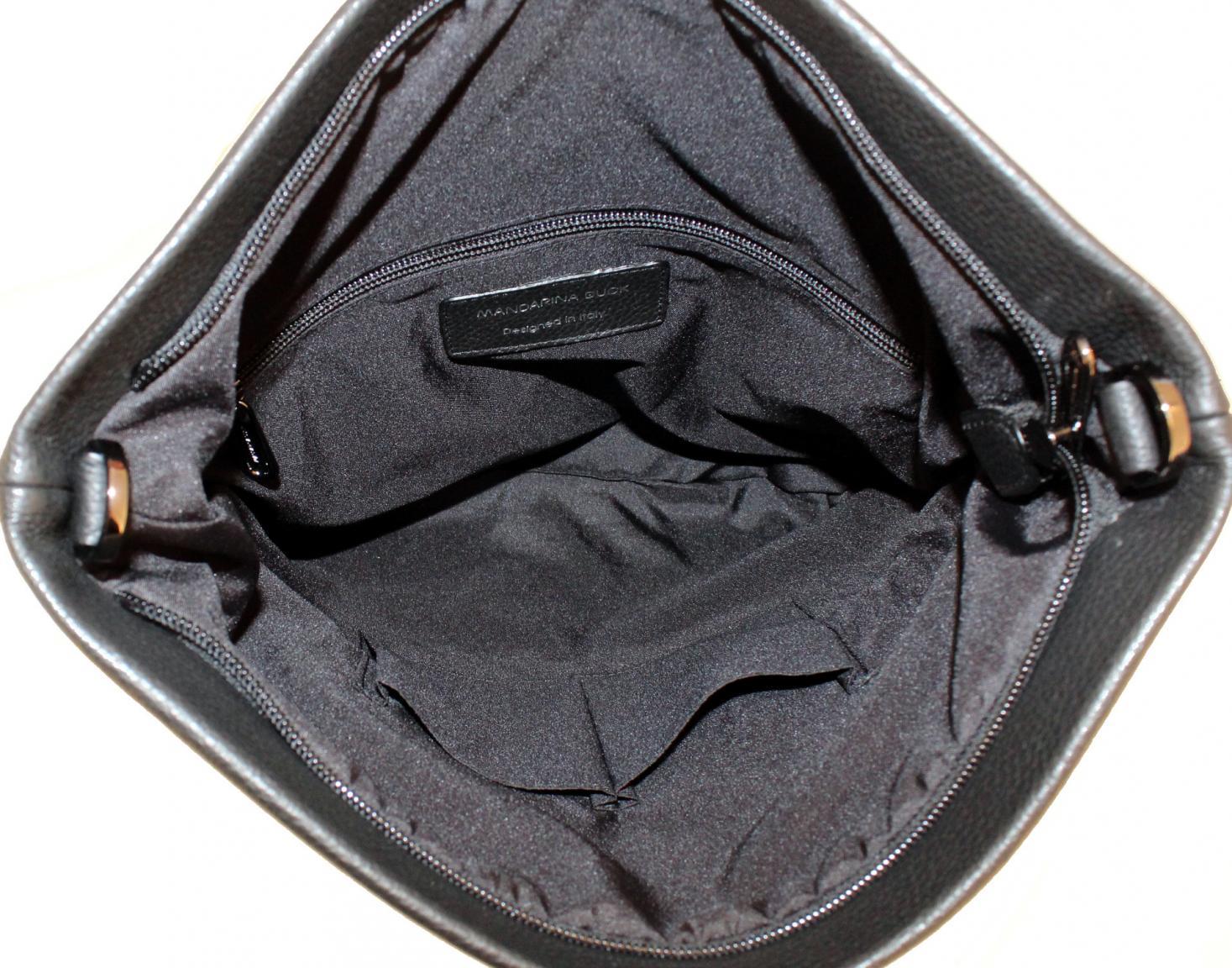 Mandarina Duck Falttasche Mellow Leder Nero Schwarz
