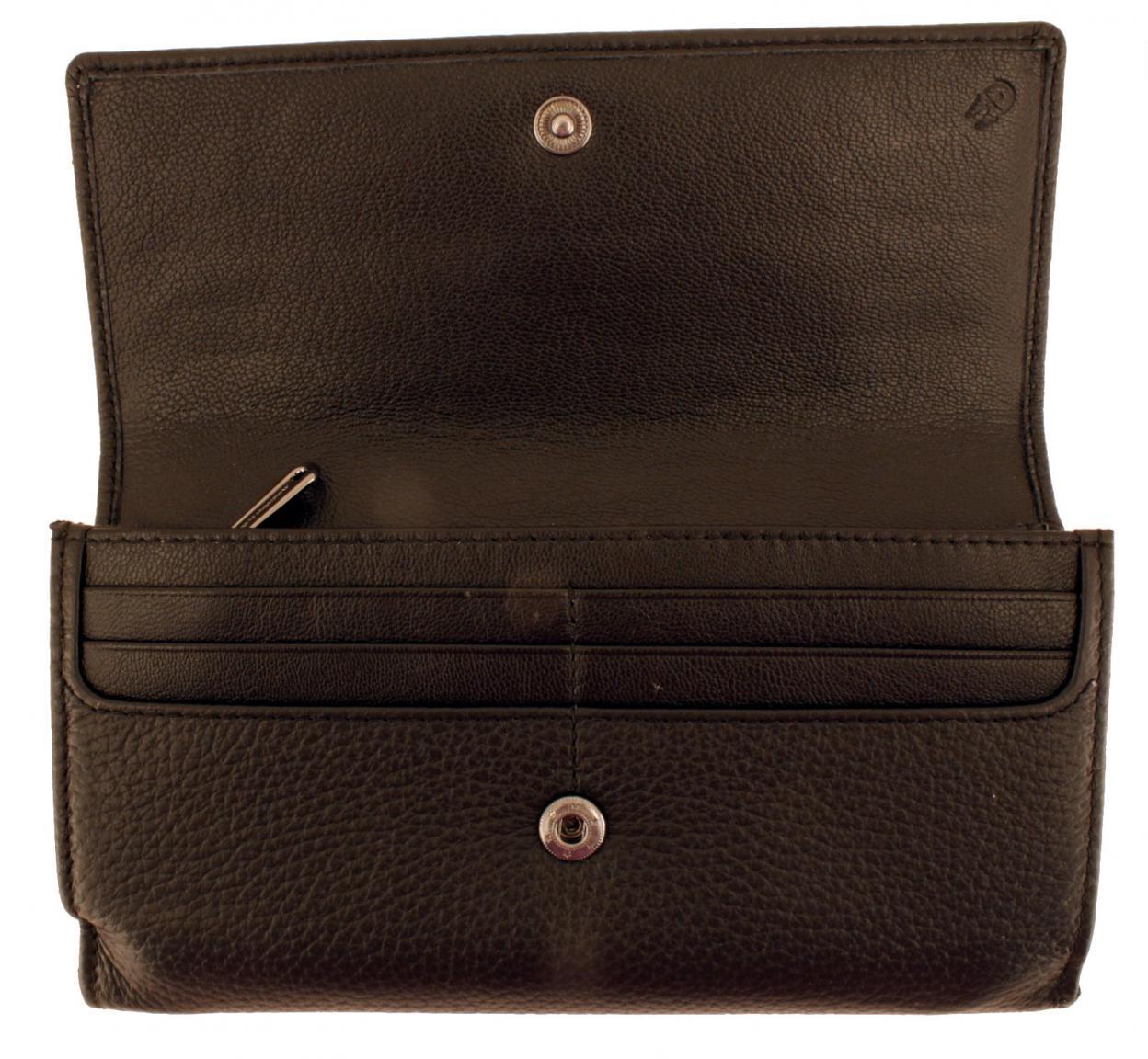 Mandarina Duck Lederbörse Fächer Mellow Anthrazit Schwarz