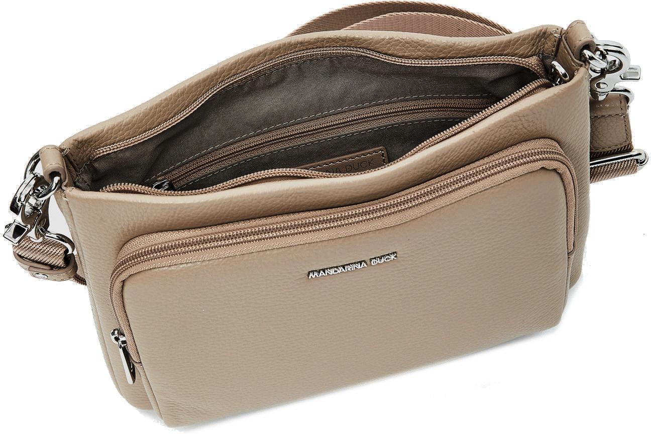 Mandarina Duck Mellow Leather Umhängetasche Crossover Warm Taupe