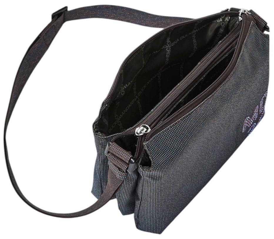 Mandarina Duck kleine Schultertasche Glitzer dunkelblau violett MD20 Lux Galaxy