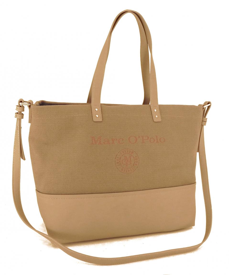 Marc OPolo Schultertasche Stoff Canvas Aufdruck pearl grau