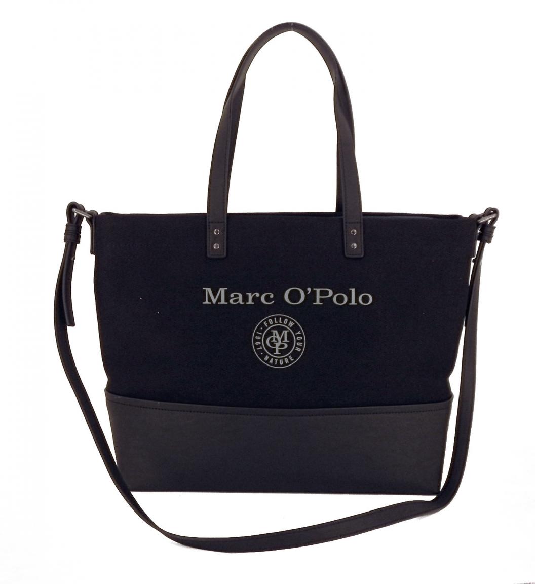 Marc OPolo Schultertasche Stoff Canvas Aufdruck pearl grau