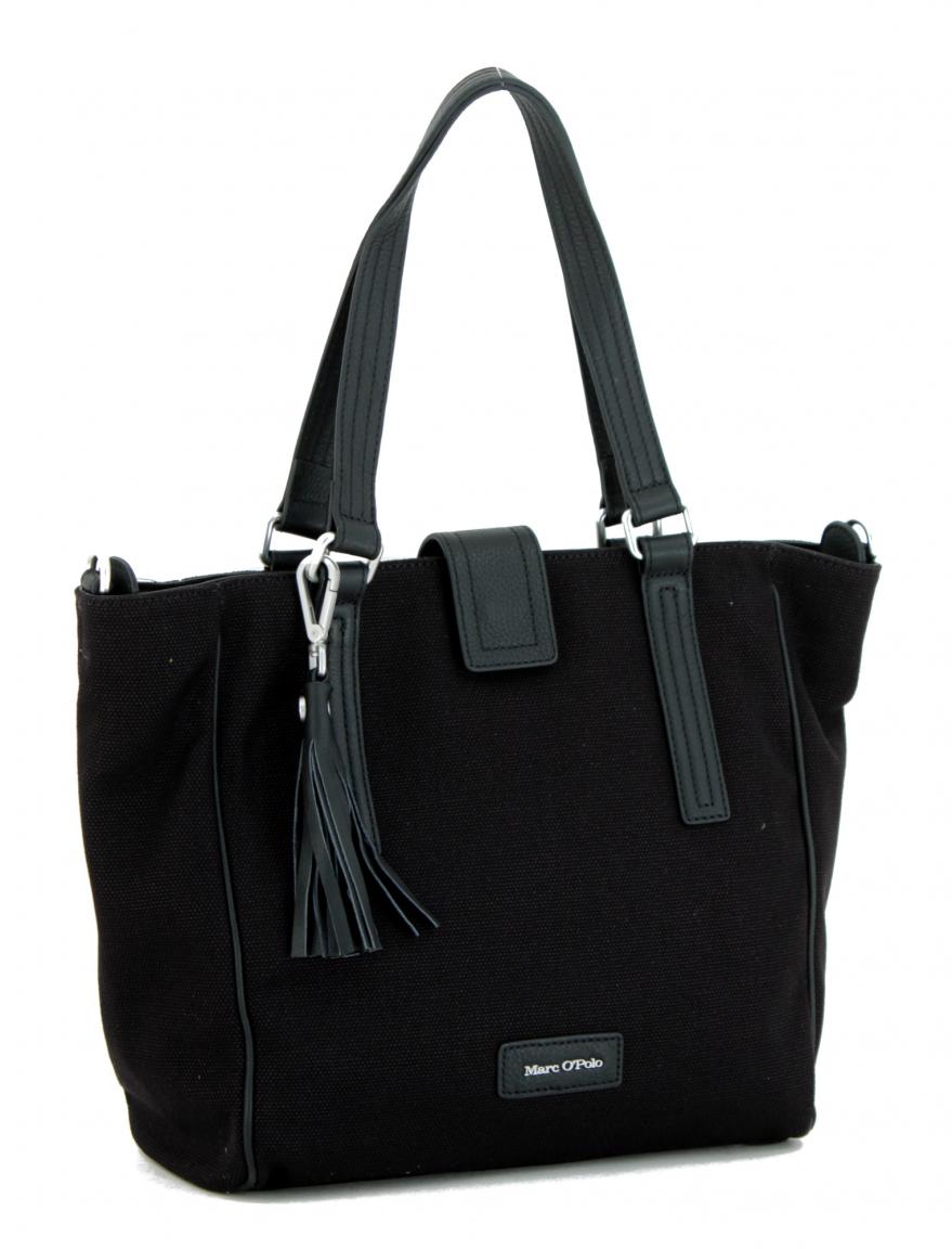 Marc OPolo Shoppertasche Stoff Canvas Leder Fransen schwarz